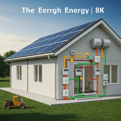 Detailed solar panel diagram with energy flow