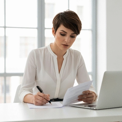 Homeowner reviewing solar incentive documents at a kitchen table