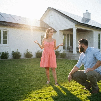 Local solar contractor discussing plans with a homeowner in Walnut Creek