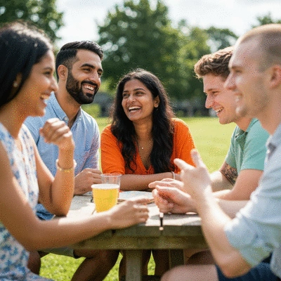 Family discussing solar panel installation on their home using a digital tablet